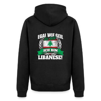 Libanese Libanon Libanesin Libanesisch Geschenk - Unisex Premium Bio Zip Hoodie - Schwarz - Hinten - Nico (187cm)