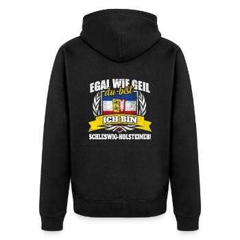 Schleswig-Holsteiner Schleswig-Holstein Geschenk - Unisex Premium Bio Zip Hoodie - Schwarz - Hinten - Nico (187cm)