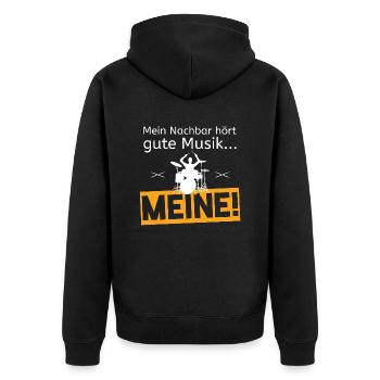 Schlagzeug - gute Musik - Unisex Premium Bio Zip Hoodie - Schwarz - Hinten - Nico (187cm)