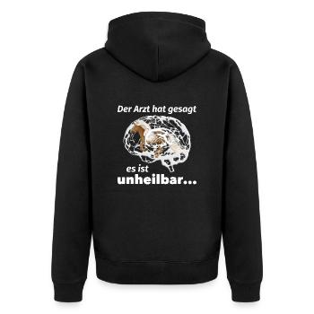 Der Arzt hat gesagt_Hafli - Unisex Premium Bio Zip Hoodie - Schwarz - Hinten - Nico (187cm)