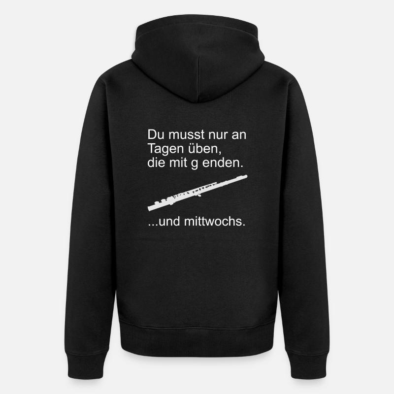Querflöte üben - Unisex Premium Bio Zip Hoodie - Schwarz