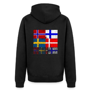 United Kingdom of Scandinavia - Unisex Premium Bio Zip Hoodie - Schwarz - Hinten - Nico (187cm)
