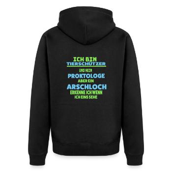 Tierschützer - Unisex Premium Bio Zip Hoodie - Schwarz - Hinten - Nico (187cm)