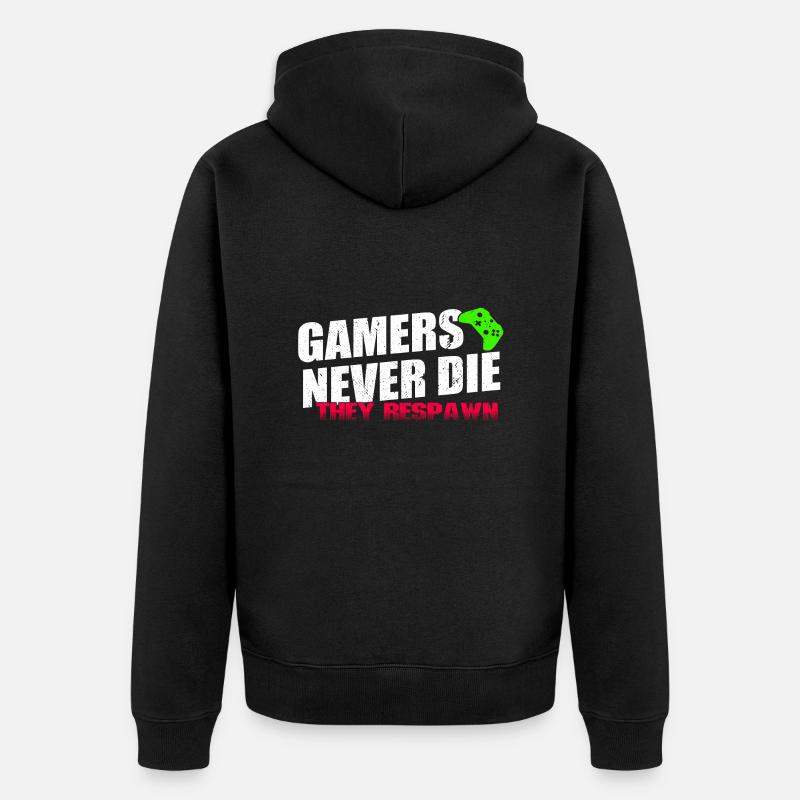GAMERS NEVER DIE - Veste à capuche bio Premium Unisexe - noir