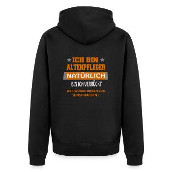 Altenpfleger - Unisex Premium Bio Zip Hoodie - Schwarz - Hinten - Nico (187cm)