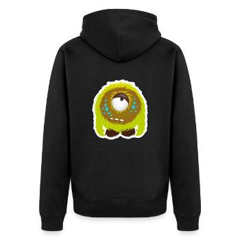 Süßes kleines hmpf Monster - Unisex Premium Bio Zip Hoodie - Schwarz - Hinten - Nico (187cm)