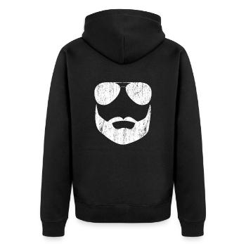 beard sunglasses - Unisex Premium Bio Zip Hoodie - Schwarz - Hinten - Nico (187cm)