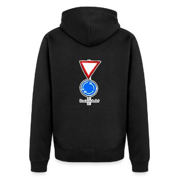 Kreisverkehrt - Unisex Premium Bio Zip Hoodie - Schwarz - Hinten - Nico (187cm)