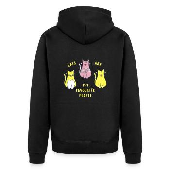 cats are my favourite - Unisex Premium Bio Zip Hoodie - Schwarz - Hinten - Nico (187cm)