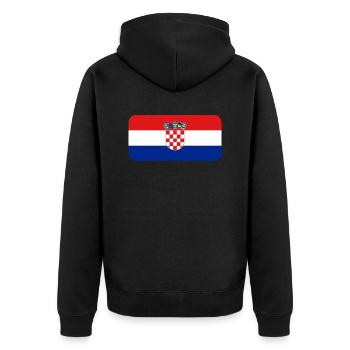 CROATIA FLAG round corner 400 dpi - Unisex Premium Bio Zip Hoodie - Schwarz - Hinten - Nico (187cm)