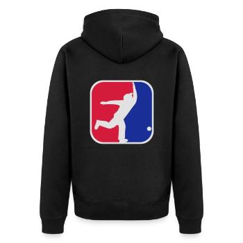 Kegeln - Unisex Premium Bio Zip Hoodie - Schwarz - Hinten - Nico (187cm)