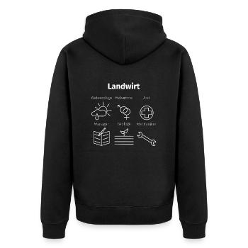 Landwirt - sei alles.png - Unisex Premium Bio Zip Hoodie - Schwarz - Hinten - Nico (187cm)