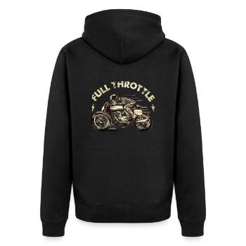 SSD Full Throttle retro racer - Biker Design - Unisex Premium Bio Zip Hoodie - Schwarz - Hinten - Nico (187cm)