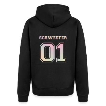 Schwester 01 Familie Sis Sister Geschenk bday - Unisex Premium Organic Zip Hoodie - black - Back - Nico (187cm)