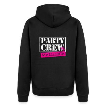 Party Crew Mallorca - Unisex Premium Bio Zip Hoodie - Schwarz - Hinten - Nico (187cm)