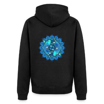 Asian Pond Carp - Koi Fish Mandala 1 - Unisex Premium Bio Zip Hoodie - Schwarz - Hinten - Nico (187cm)