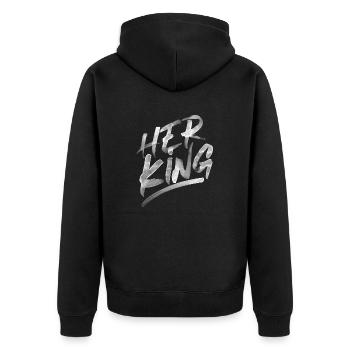 Her King Splash - White - Unisex Premium Bio Zip Hoodie - Schwarz - Hinten - Nico (187cm)