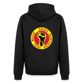 3 colors - Enjoy Northern Soul Music - nighter - Veste à capuche bio Premium Unisexe - noir - Dos - Nico (187cm)