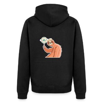 Faultier WM Fußball Weltmeisterschaft Geschenk - Unisex Premium Bio Zip Hoodie - Schwarz - Hinten - Nico (187cm)