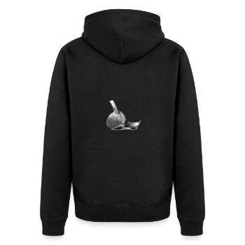 Knoblauch - Unisex Premium Bio Zip Hoodie - Schwarz - Hinten - Nico (187cm)