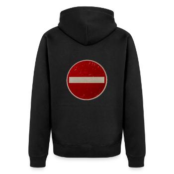 Fahrverbot - Unisex Premium Bio Zip Hoodie - Schwarz - Hinten - Nico (187cm)