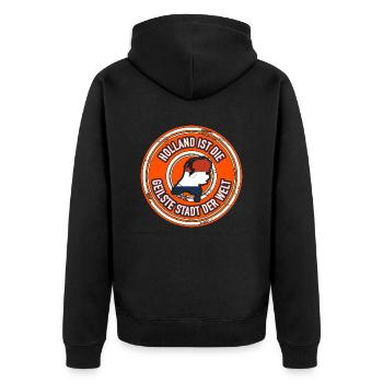 Holland ist die geilste Stadt der Welt Geschenk - Unisex Premium Bio Zip Hoodie - Schwarz - Hinten - Nico (187cm)