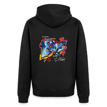 18 ans - Veste à capuche bio Premium Unisexe - noir - Dos - Nico (187cm)