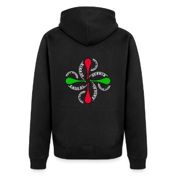 Baskische Land Symbol Pilotari - Unisex Premium Bio Zip Hoodie - Schwarz - Hinten - Nico (187cm)