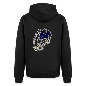 Scotland Rugby Player Team Style - Unisex Premium Organic Zip Hoodie - black - Back - Nico (187cm)