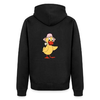 Schnatterinchen - Unisex Premium Bio Zip Hoodie - Schwarz - Hinten - Nico (187cm)