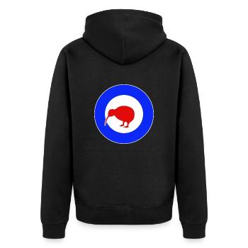 Kiwi Mod - Unisex Premium Bio Zip Hoodie - Schwarz - Hinten - Nico (187cm)
