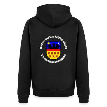 Wo Hund und Kind Palukes würgen, ist meine Heimat - Unisex Premium Bio Zip Hoodie - Schwarz - Hinten - Nico (187cm)