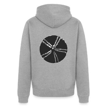T-Shirt Seeigel Rügen - Unisex Premium Bio Zip Hoodie - Grau meliert - Hinten - Nico (187cm)