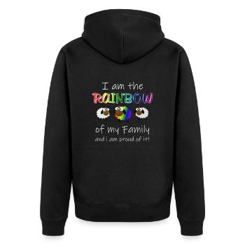 Rainbow Sheep - Unisex Premium Bio Zip Hoodie - Schwarz - Hinten - Nico (187cm)