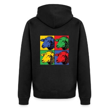 Schaf Sheep Pop-Art Design - Unisex Premium Bio Zip Hoodie - Schwarz - Hinten - Nico (187cm)