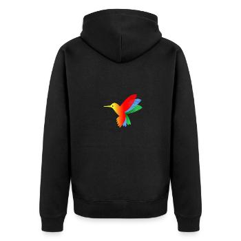 Hummingbird Kolibri bunt - Unisex Premium Bio Zip Hoodie - Schwarz - Hinten - Nico (187cm)