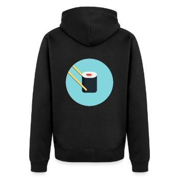 Sushi Japan - Unisex Premium Bio Zip Hoodie - Schwarz - Hinten - Nico (187cm)