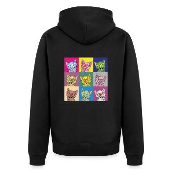 Katzen Pop Art - Unisex Premium Bio Zip Hoodie - Schwarz - Hinten - Nico (187cm)