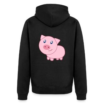 Ferkel - Unisex Premium Bio Zip Hoodie - Schwarz - Hinten - Nico (187cm)