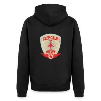 Pilot Luftfahrzeugführer Flugzeug Jet Geschenk - Unisex Premium Bio Zip Hoodie - Schwarz - Hinten - Nico (187cm)