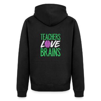 Teachers Love Brains - Unisex Premium Organic Zip Hoodie - black - Back - Nico (187cm)