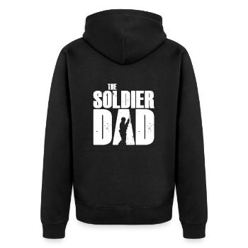 Der Soldaten Vater Krieg Schutz Geschenk - Unisex Premium Bio Zip Hoodie - Schwarz - Hinten - Nico (187cm)