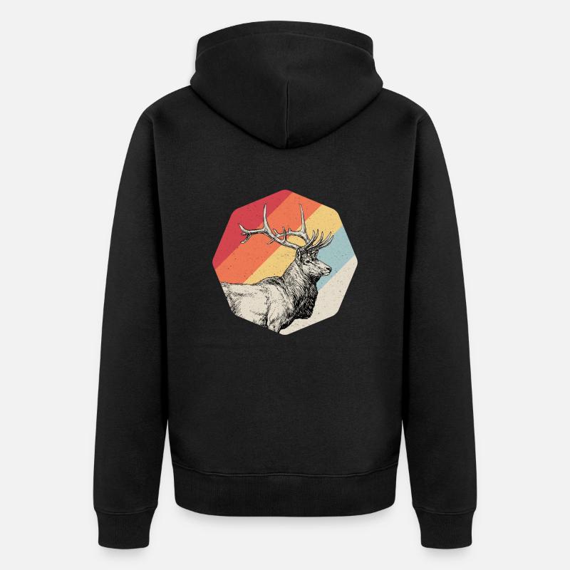 Hirsch Geweih Jäger Jagd Geschenk - Unisex Premium Bio Zip Hoodie - Schwarz