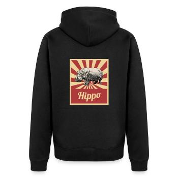 Nilpferde - Unisex Premium Bio Zip Hoodie - Schwarz - Hinten - Nico (187cm)