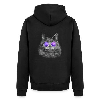 Chat cool avec des lunettes de soleil chat cadeau drôle - Veste à capuche bio Premium Unisexe - noir - Dos - Nico (187cm)