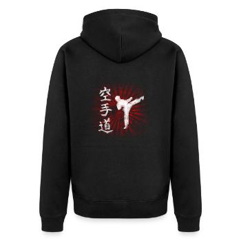 Rising Karatédo - Unisex Premium Organic Zip Hoodie - black - Back - Nico (187cm)