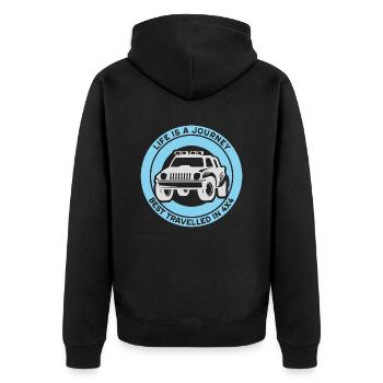 Lustiges Geländewagen Offroad Auto 4x4 Geschenk - Unisex Premium Bio Zip Hoodie - Schwarz - Hinten - Nico (187cm)