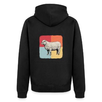 Schafbock Schaf Lamm Cooles Geschenk - Unisex Premium Bio Zip Hoodie - Schwarz - Hinten - Nico (187cm)