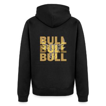 Tier Stier Kuh Milchkuh Bauernhof Geschenk Bauer - Unisex Premium Bio Zip Hoodie - Schwarz - Hinten - Nico (187cm)