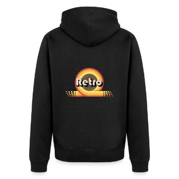 70s retro - Unisex Premium Organic Zip Hoodie - black - Back - Nico (187cm)